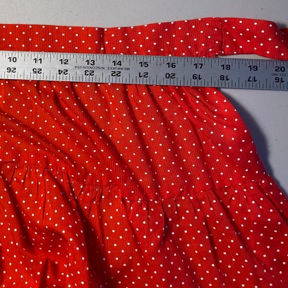 Vintage 1950s Red Polka Dot Half Apron Opaque Ruffles White Lace Pocket Retro - Picture 6 of 9
